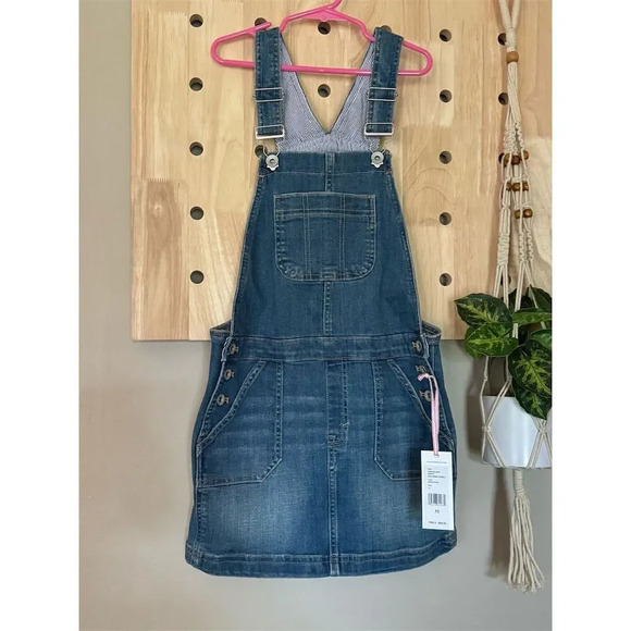 Vineyard Vines Girls' Denim Overall Skirt Size 10 Blue Skater Casual Adjustable